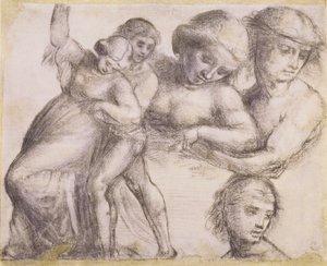 1515年頃、ルッカのヴィラギニージにあるマドンナデッラミゼリコルディアのための男女の研究、1515年頃（紙にチョーク） 作： Fra Bartolommeo